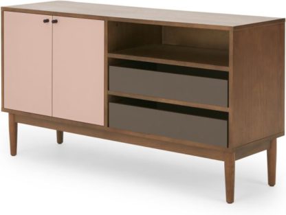 An Image of Campton Compact Sideboard, Dark Stain Oak and Pink