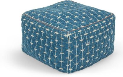 An Image of Maddox Geo Pouffe, Blue