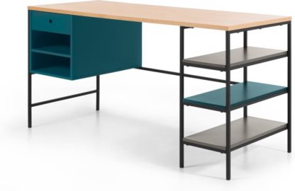 An Image of Arris Desk, Oak and Blue