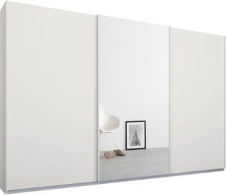 An Image of Malix 3 door 270cm Sliding Wardrobe, White frame,Matt White & Mirror doors , Classic Interior