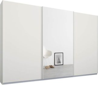 An Image of Malix 3 door 270cm Sliding Wardrobe, White frame,Matt White & Mirror doors , Premium Interior