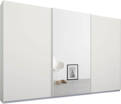 An Image of Malix 3 door 270cm Sliding Wardrobe, White frame,Matt White & Mirror doors, Standard Interior