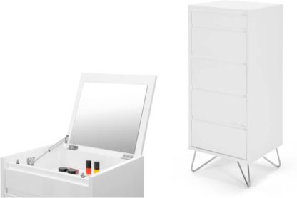 An Image of Elona Vanity Chest of Drawers, White Gloss