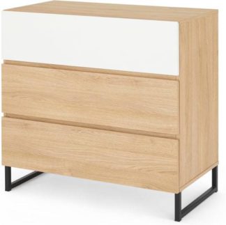 An Image of MADE Essentials Hopkins Chest Of Drawers, Oak Effect & White