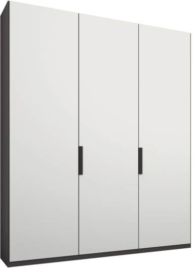 An Image of Caren 3 door 150cm Hinged Wardrobe, Graphite Grey Frame, Matt White Doors, Standard Interior