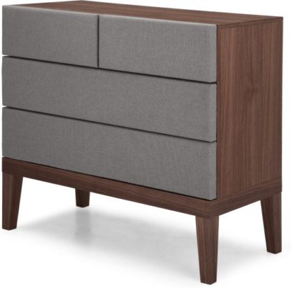 An Image of Lansdowne Upholstered Chest of Drawers, Walnut and Heron Grey
