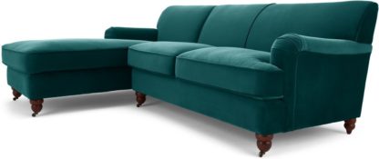 An Image of Orson Left Hand Facing Chaise End Corner Sofa, Seafoam Blue Velvet