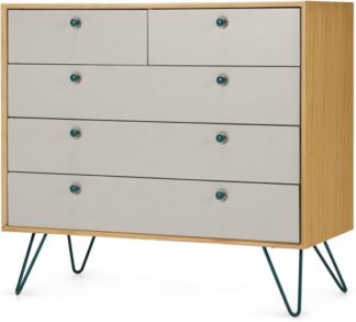 An Image of Dotty Multi Chest Of Drawers, Oak & Grey