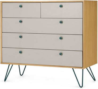 ff988ed3cc0163bf30ee591d4f59b6f2f405a8e9336c414cd51f46e0a8506518.jpg An Image of Dotty Multi Chest Of Drawers, Oak & Grey