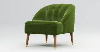 An Image of Custom MADE Margot Armchair, Spruce Green Cotton Velvet, Light Wood Brass Leg
