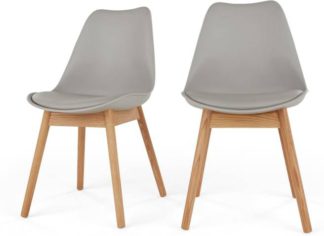 An Image of Set of 2 Thelma Dining Chairs, Oak and Grey