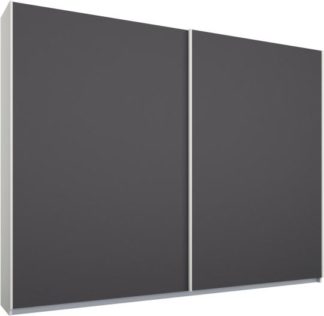 An Image of Malix 2 door 225cm Sliding Wardrobe, White frame,Matt Graphite Grey doors , Premium Interior