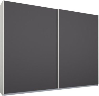 An Image of Malix 2 door 225cm Sliding Wardrobe, White frame,Matt Graphite Grey doors , Premium Interior