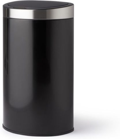 An Image of Horten 50L Sloped D Shape Touch Bin, Black