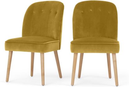 An Image of Set of 2 Margot Dining Chairs, Vintage Gold velvet and Light Wood