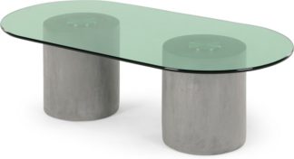 An Image of Calvin Coffee Table, Concrete, Brushed Stainless Steel and Green