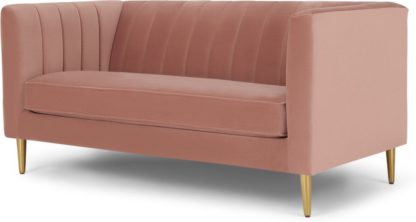 An Image of Amicie 2 Seater Sofa, Blush Pink Velvet