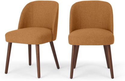 An Image of Set of 2 Swinton Dining Chairs, Orleans Marmalade Orange & Dark Stain