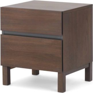 An Image of Xander Bedside Table, Walnut & Charcoal Grey