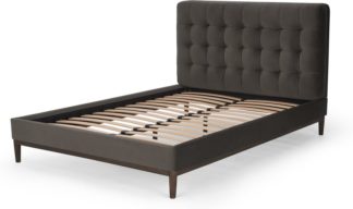 An Image of Lavelle Double Bed, Otter Velvet & Walnut Stain Legs