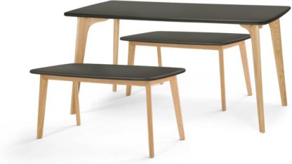 An Image of Fjord Dining Table and Bench Set, Oak and Grey