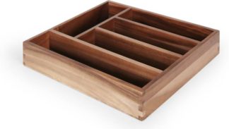 An Image of Clover Acacia Wood Cutlery Tray, Dark Stain