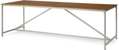 An Image of Lomond 10 Seat Dining Table, Honey Mango Wood & Brushed Steel