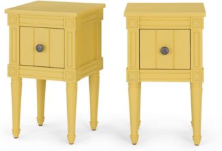 An Image of Bourbon Vintage Set of 2 Compact Bedside Tables, Mustard