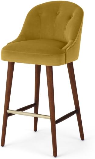 An Image of Margot Barstool, Vintage Gold Velvet and Dark Wood