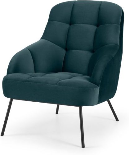 An Image of Howley Accent Armchair, Steel Blue Velvet