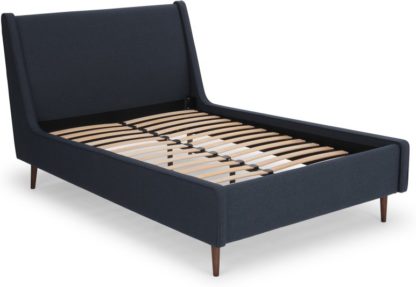 An Image of Higgs King Size Bed, Shetland Navy Wool & Walnut Stain Legs