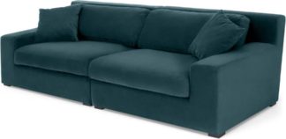 An Image of Delaney 3 Seater Sofa, Lagoon Blue Velvet