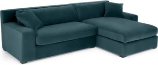 An Image of Delaney Right Hand Facing Chaise End Corner Sofa, Lagoon Blue Velvet