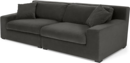 An Image of Delaney 3 Seater Sofa, Dark Pewter Velvet