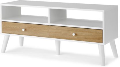 An Image of MADE Essentials Larsen Media Unit, Oak Effect & White