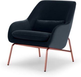 An Image of Henrik Accent Chair, Twilight Blue Velvet & Copper