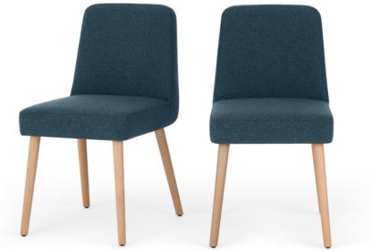 An Image of MADE Essentials Adams Set of 2 Dining Chairs, Orleans Blue