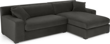 9217b3fe48a7c8c8c62150c84b89594cb99383a5a7d5f23cbb9d39721114b542.jpg An Image of Delaney Right Hand Facing Chaise End Corner Sofa, Dark Pewter Velvet
