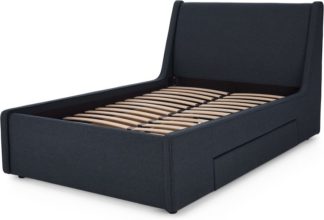 An Image of Higgs King Size Bed with Drawer Storage, Shetland Navy Wool