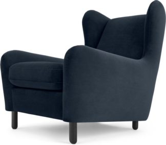 An Image of Rubens Wingback Armchair, Sapphire Blue Velvet