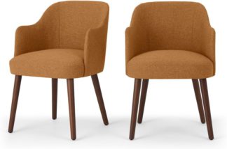 An Image of Set of 2 Swinton Carver Dining Chairs, Orleans Marmalade Orange & Dark Stain