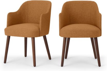 An Image of Set of 2 Swinton Carver Dining Chairs, Orleans Marmalade Orange & Dark Stain