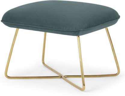 An Image of Stanley Footstool, Marine Green Velvet