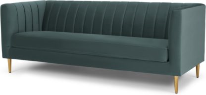 An Image of Amicie 3 Seater Sofa, Marine Green Velvet