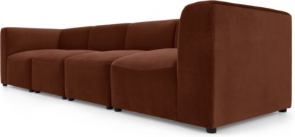 An Image of Juno 4 Seater Modular Sofa, Warm Caramel Velvet