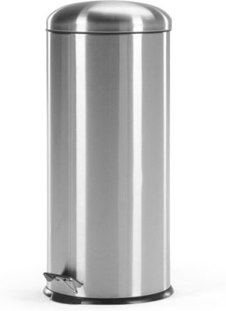 An Image of Joss 30L Domed Pedal Bin, Silver