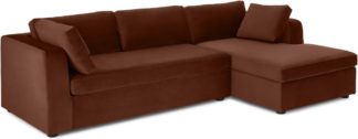 An Image of Mogen Right Hand Facing Chiase End Sofa Bed, Warm Caramel Velvet