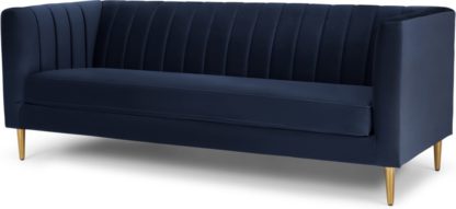 An Image of Amicie 3 Seater Sofa, Royal Blue Velvet