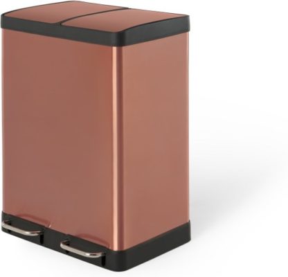 An Image of Colter 60L, Soft Close Double Recycling Pedal Bin X2 30L, Copper