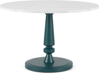 An Image of Betty 4 Seat Round Dining Table, Marble & Teal